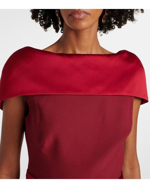 Vestido Midi Rella De Crepe Grueso Safiyaa de color Red