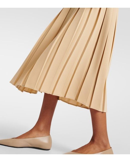 Max Mara Natural Luisa Pleated Midi Skirt