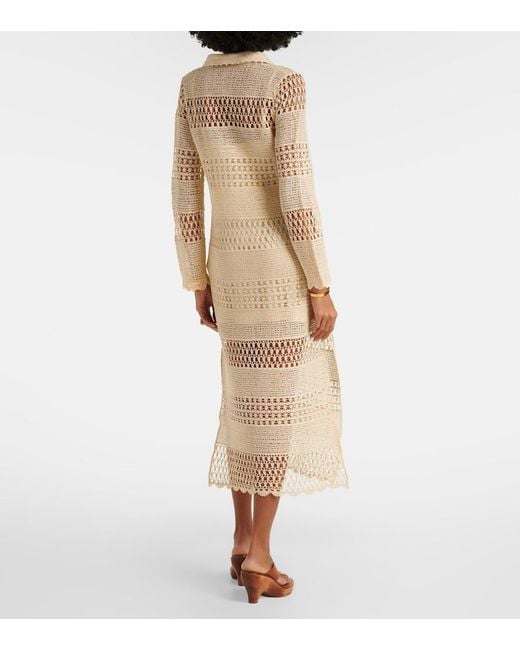 Zimmermann Natural Wanderlust Sun Crochet Cotton-Blend Midi Dress