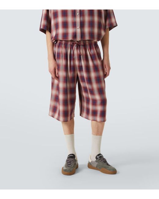 Acne Red Checked Shorts for men