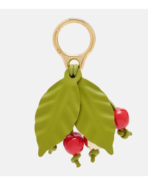 Loewe Green Paula's Ibiza Cherry Leather-Trimmed Charm