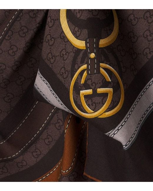 Gucci Brown Gg Jacquard Wool And Silk Scarf