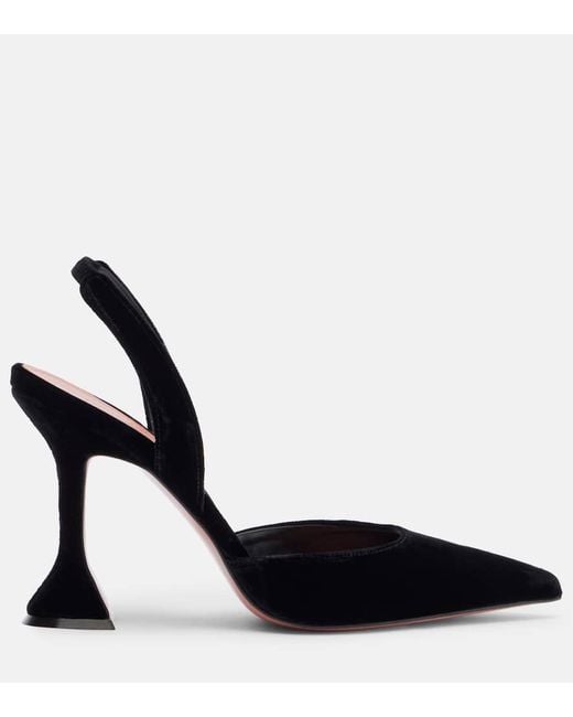 AMINA MUADDI Black Holli 95 Velvet Slingback Pumps