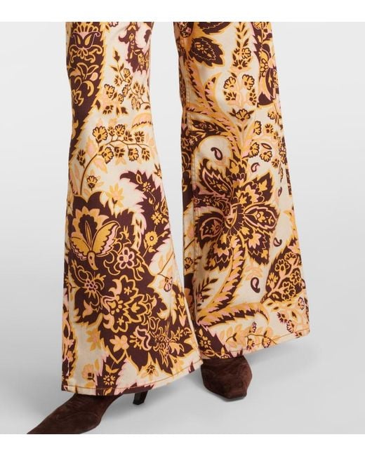 Etro Natural Floral High-Rise Wide-Leg Jeans