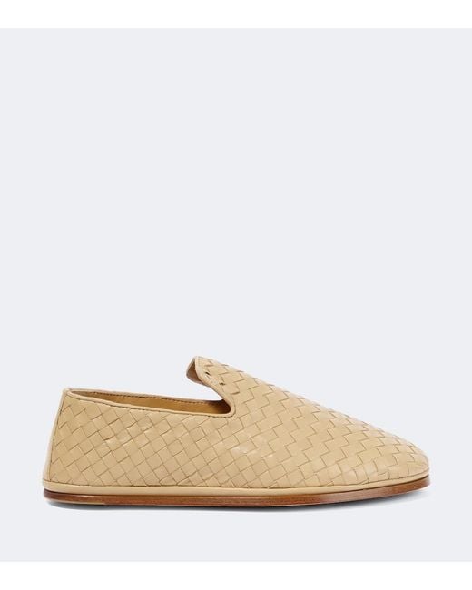 Bottega Veneta Natural Leather Intrecciato Slippers for men