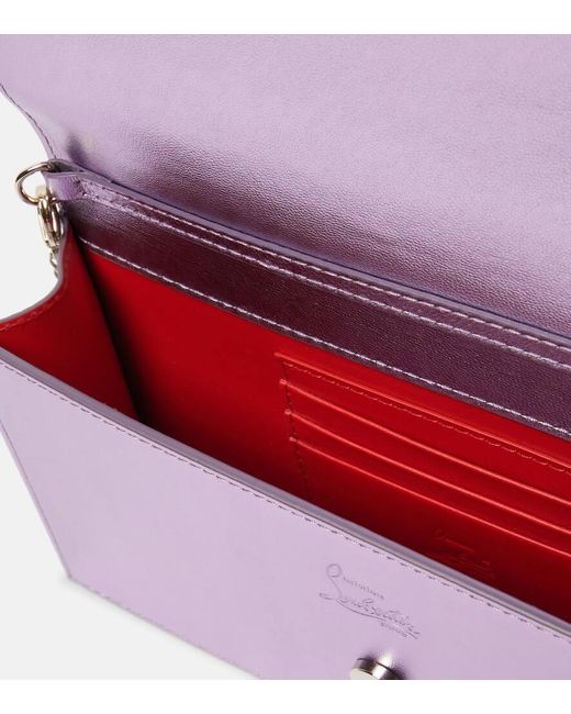 Christian Louboutin Purple Clutch Loubi54 Small Aus Metallic-Leder