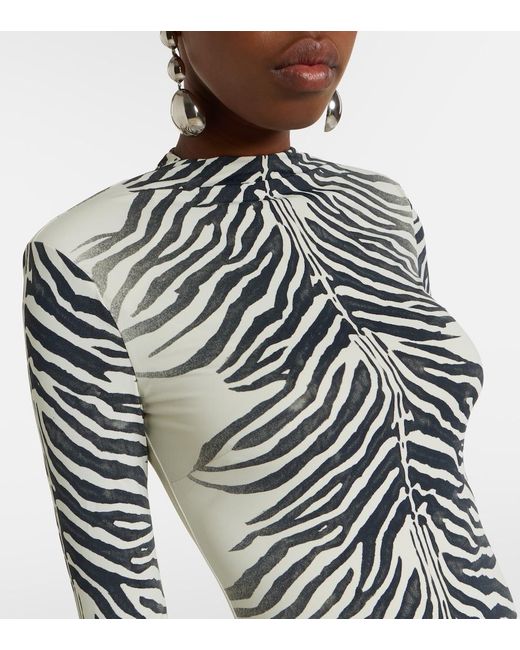 De La Vali White Kari Zebra-Print Maxi Dress