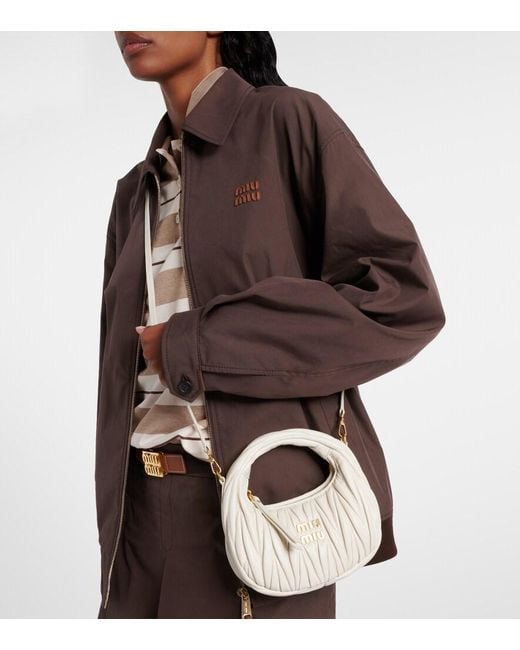 Miu Miu White Wander Mini Matelasse Leather Shoulder Bag