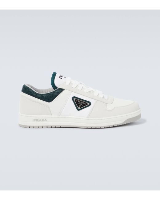 Prada White Logo Leather Sneakers for men