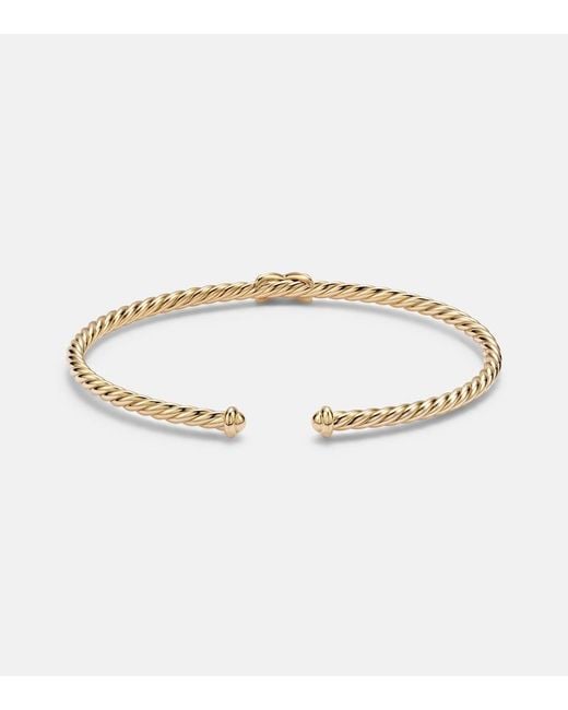 David Yurman Metallic Cablespira Flex X Micro 18Kt Cuff Bracelet With Diamonds