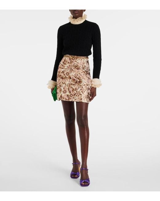 Valentino Natural Apres L'Hiver Matelasse Floral Miniskirt