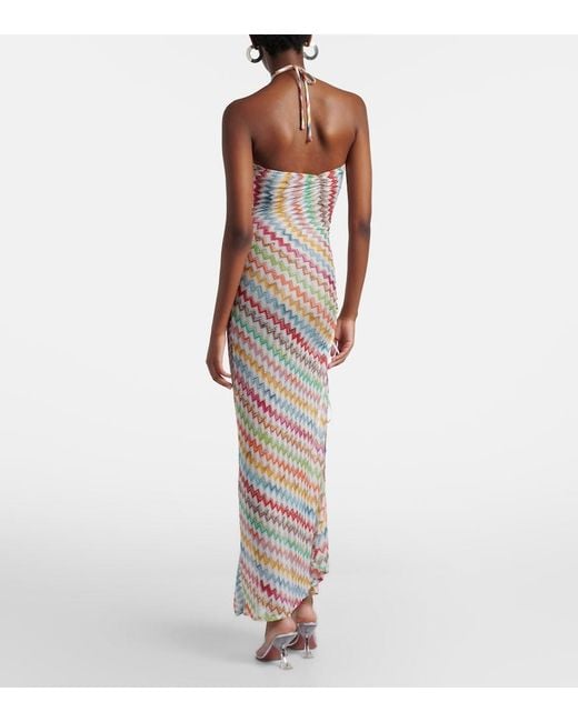 Missoni Metallic Zigzag Halterneck Lame Maxi Dress