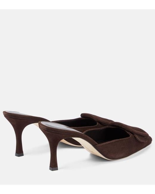 Mules Maysale 70 En Daim Manolo Blahnik en coloris Brown