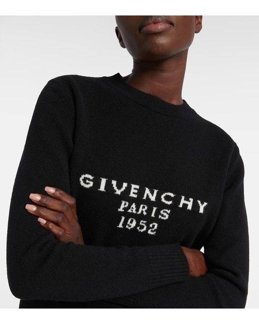Jersey De Lana Y Cachemir Con Logo Givenchy de color Black