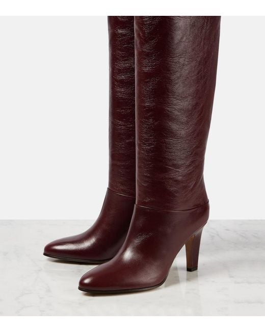 Chloé Red Eve 85 Leather Over-The-Knee Boots