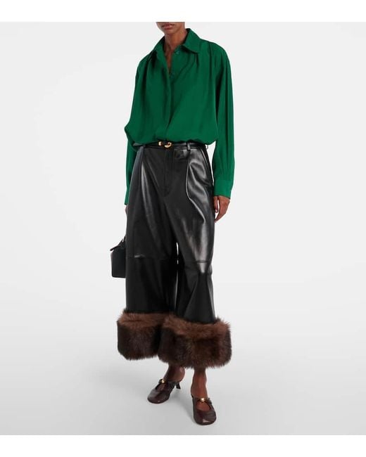 Loewe Black Weite Hose Aus Leder