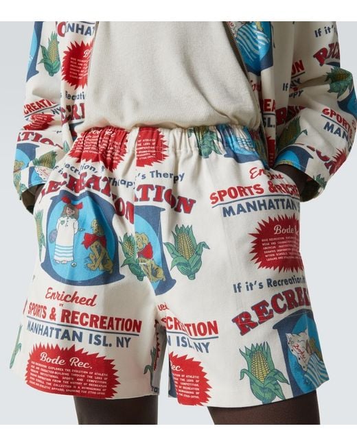 Bode White Enrichment Cotton Printed Shorts for men