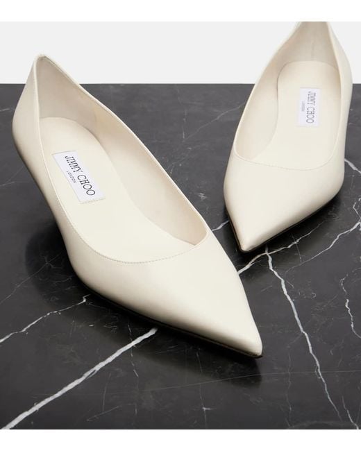 Jimmy Choo White Amelia 35 Leather Pumps