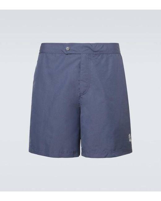 Brunello Cucinelli Blue Logo Swim Trunks for men
