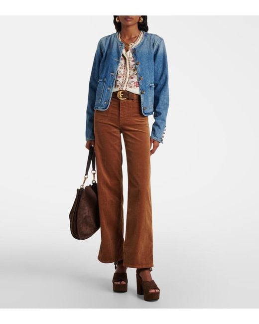 FRAME Brown Le Slim Palazzo Cotton Corduroy Wide-Leg Pants