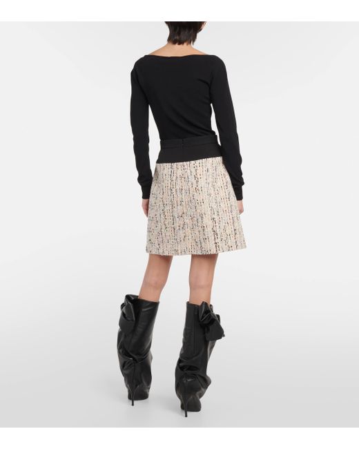 Alexander McQueen Natural Wool Tweed Miniskirt