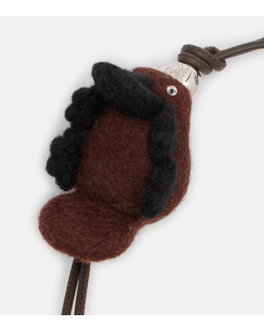 Loewe White Leather-Trimmed Wool Bag Charm