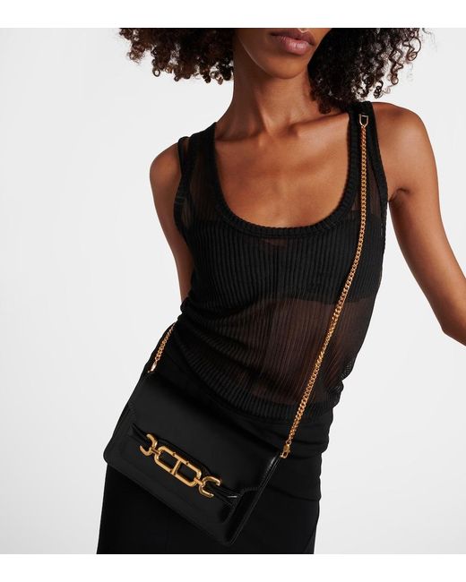 Tom Ford Black Small Leather Shoulder Bag