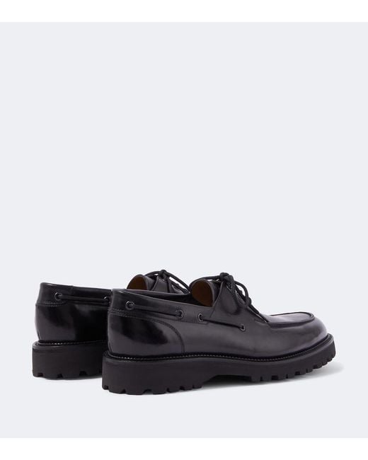John Lobb Black Tide Leather Boat Shoes for men