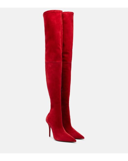Christian Louboutin Red Miss Z 100 Suede Over-The-Knee Boots