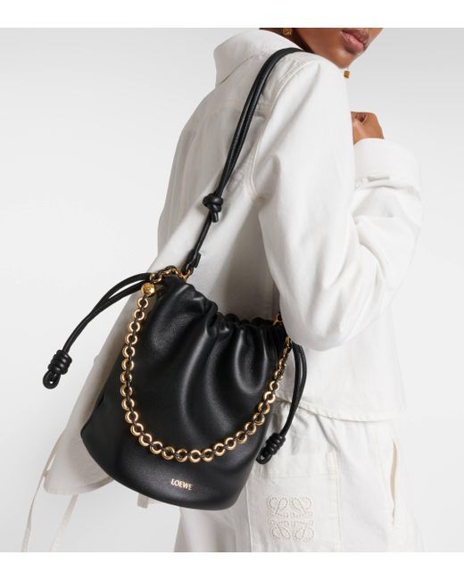 Loewe Black Flamenco Small Leather Bucket Bag