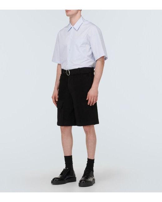 Jil Sander Black Crochet Low-Rise Cotton-Blend Shorts for men