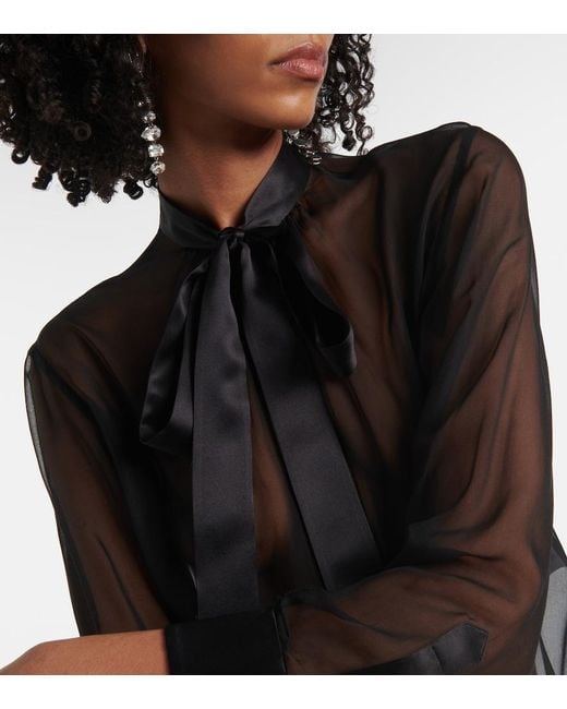 Dolce & Gabbana Gray Silk Chiffon Blouse