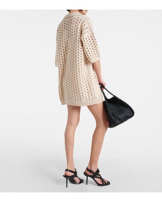 Max Mara Natural Urna Cutout Cotton Minidress