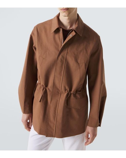 Umit Benan Brown Country Cotton And Linen Jacket for men