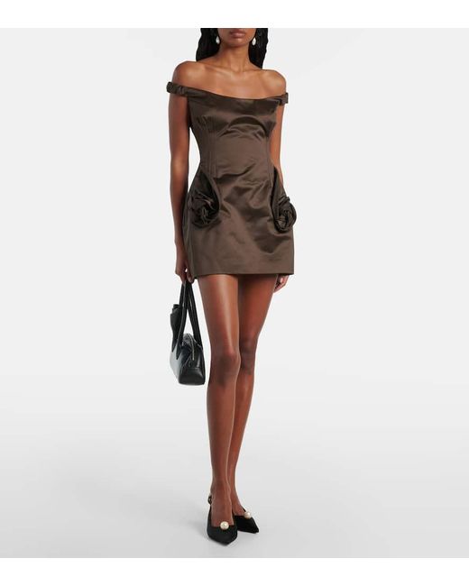 Magda Butrym Brown Verziertes Bustier-Kleid Aus Satin