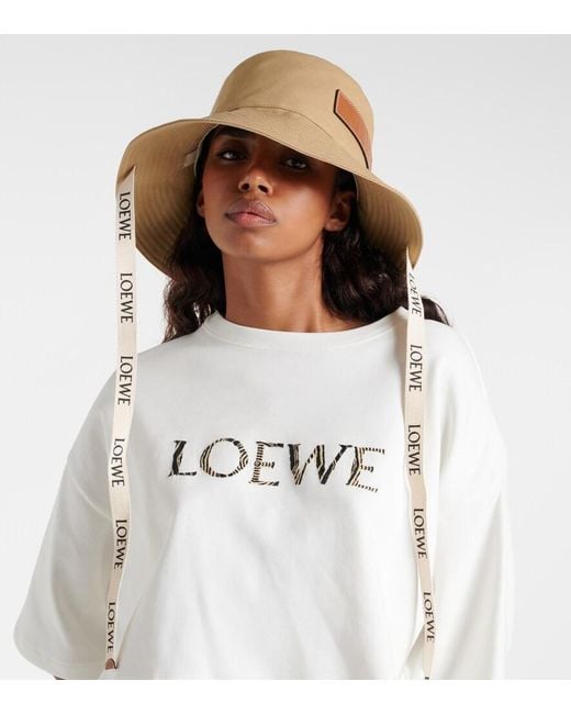 Loewe Logo Canvas Bucket Hat in White | Lyst