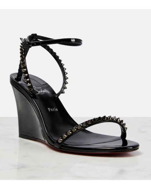 Christian Louboutin Black So Me 85 Leather Wedge Sandals
