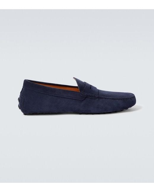 Tod's Blue Gommino Suede Driving Shoes for men