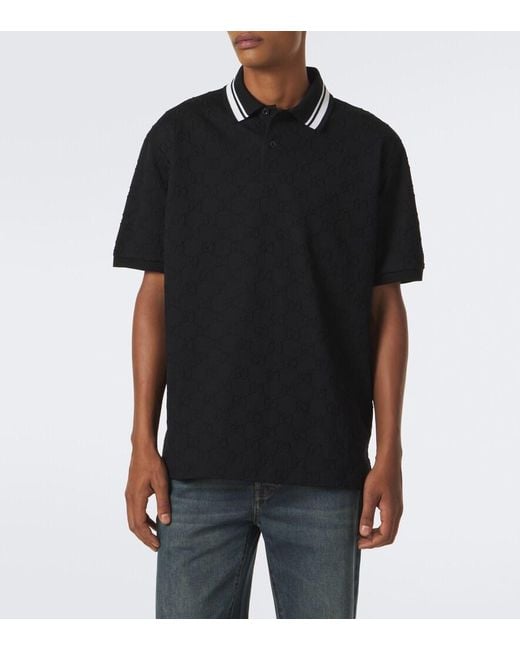 Gucci Black Gg Cotton-Blend Pique Polo Shirt for men