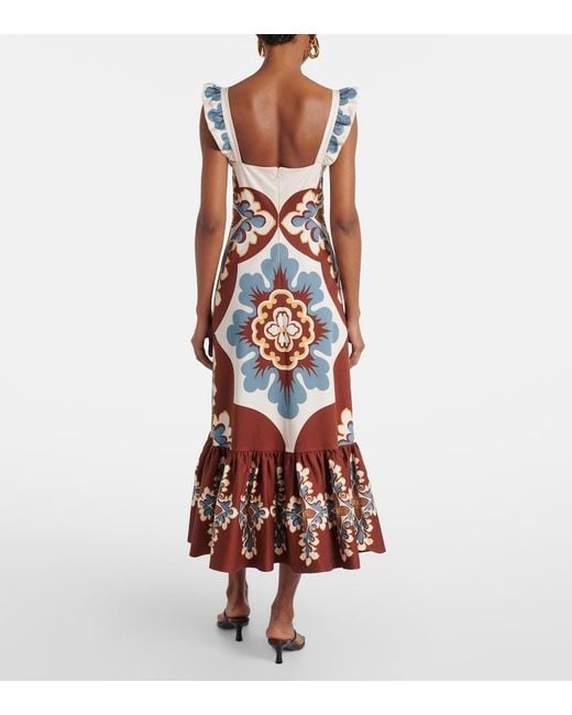 LaDoubleJ Red Gingerbread Cotton-Blend Midi Dress