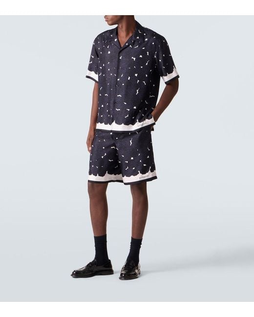 Givenchy Blue Floral Silk Twill Shorts for men
