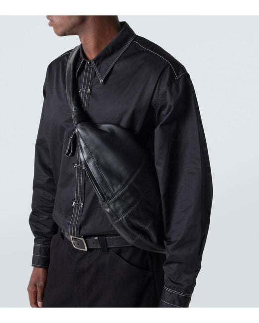 Lemaire Black Croissant Large Leather Shoulder Bag for men