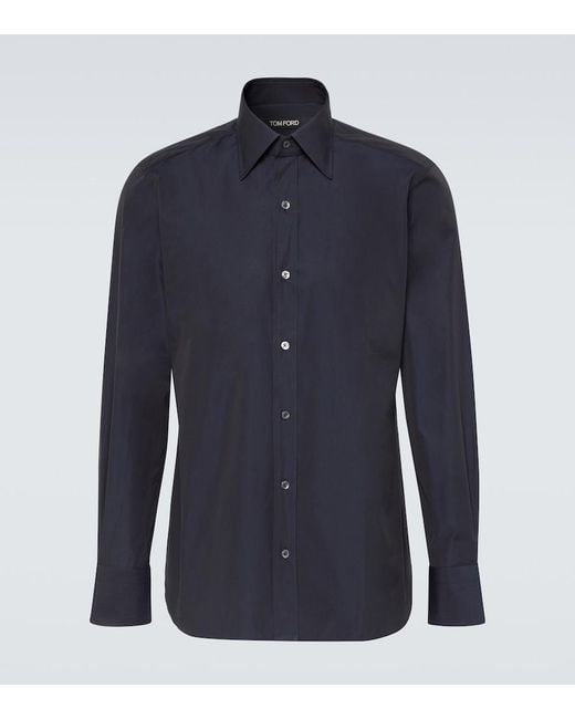 Tom Ford Blue Cotton Poplin Shirt for men
