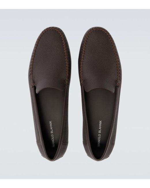 Manolo Blahnik Black Alder Leather Loafers for men