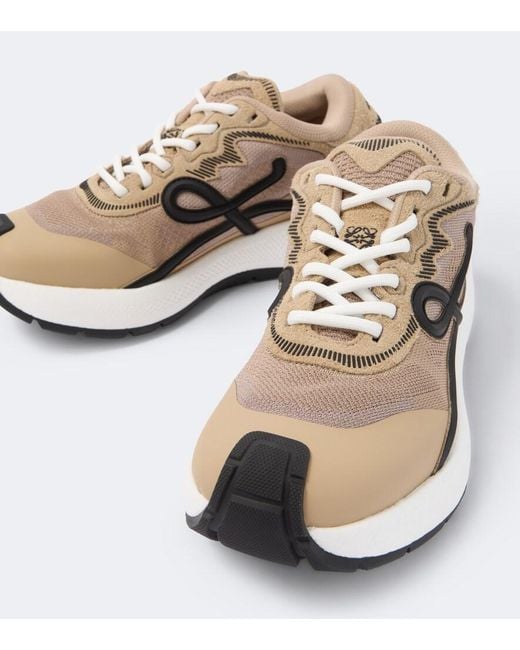 Loewe Natural Pogo Suede-Trimmed Sneakers for men