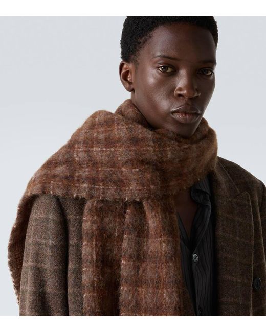 Our Legacy Brown Estate Checked Alpaca And Wool-Blend Scarf for men