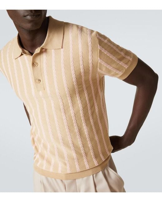 King & Tuckfield Natural Striped Wool Polo Shirt for men