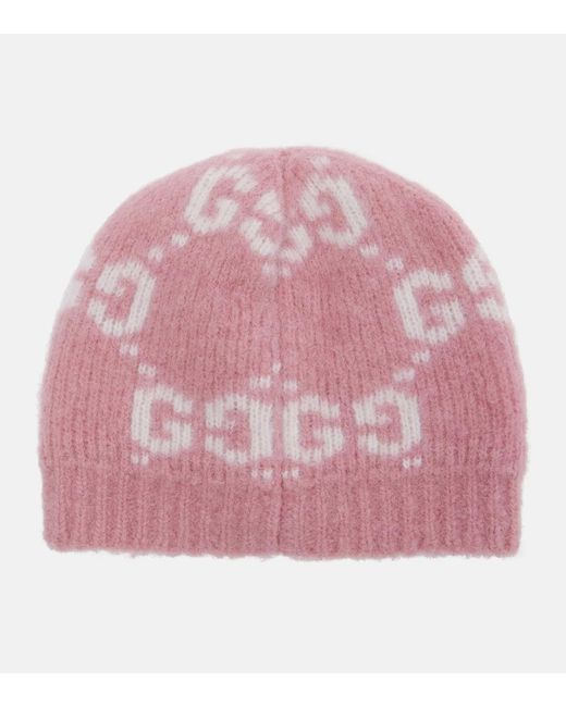Gucci Pink Gg Alpaca-Blend Beanie