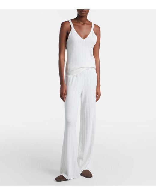 Lisa Yang White Shannen Cotton And Cashmere Wide-Leg Pants