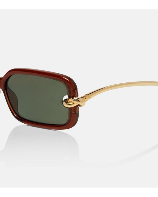 Bottega Veneta Brown Knot Rectangular Sunglasses